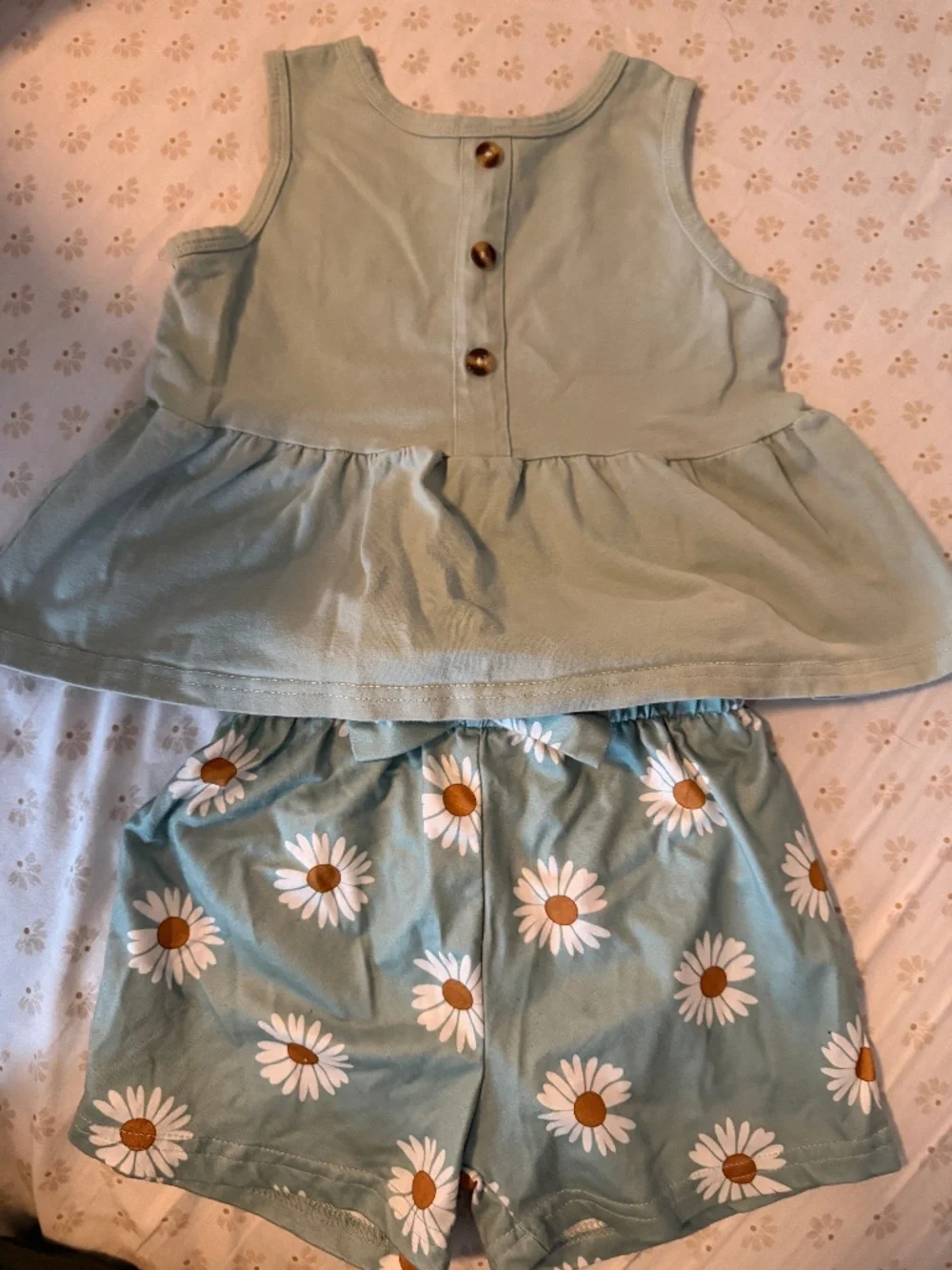 Girls 3-4T Sage Green Daisy Top 2 Piece Outfit Set
